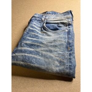 Oro Los Angeles Men Light Wash Whiskered Stretch Denim Jeans Size 32 Made in USA